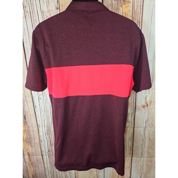 Nike Dri-Fit Golf Standard Fit Mens Polo XL Burgundy & Red Colorblock - Picture 2 of 8